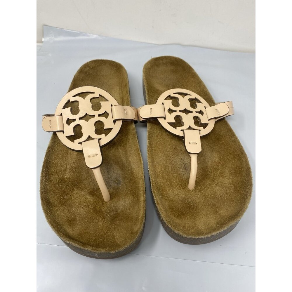 Tory Burch Miller Cloud Sandals Womens 8.5 Pink Patent Soft Cork Thong Comfort